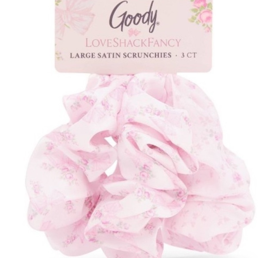 Goody LoveShackFancy Pink Satin Scrunchies